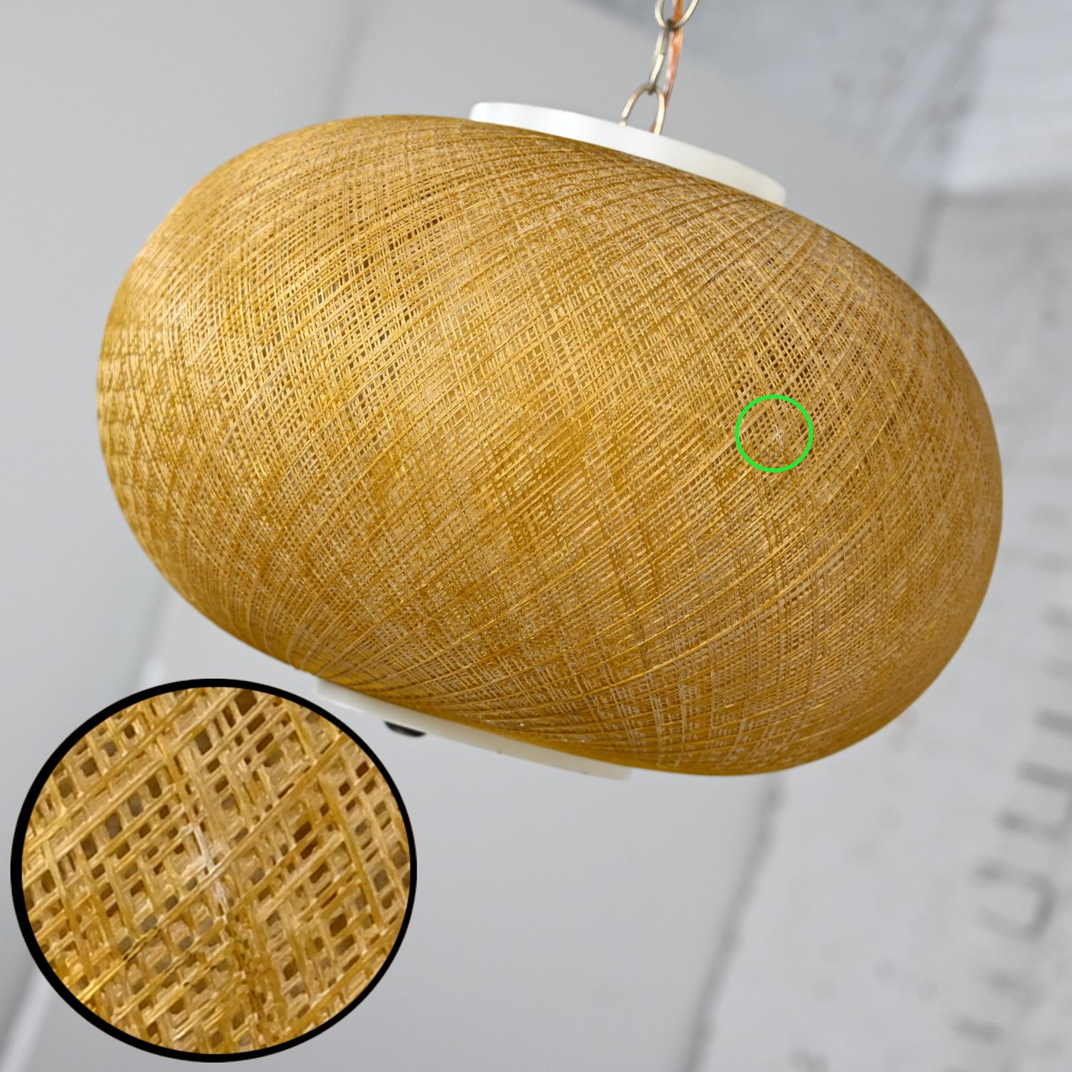 MCM Gold Spun Fiberglass String Swag Pendant Hanging Light Fixture or Lamp For Sale 9