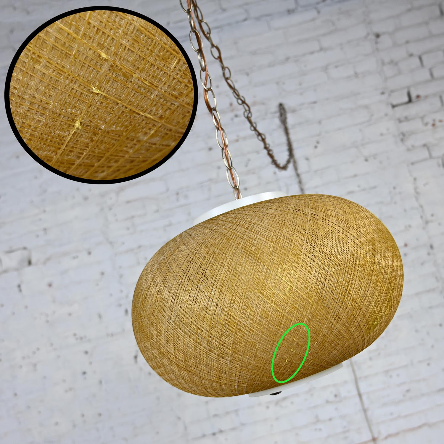 MCM Gold Spun Fiberglass String Swag Pendant Hanging Light Fixture or Lamp For Sale 10