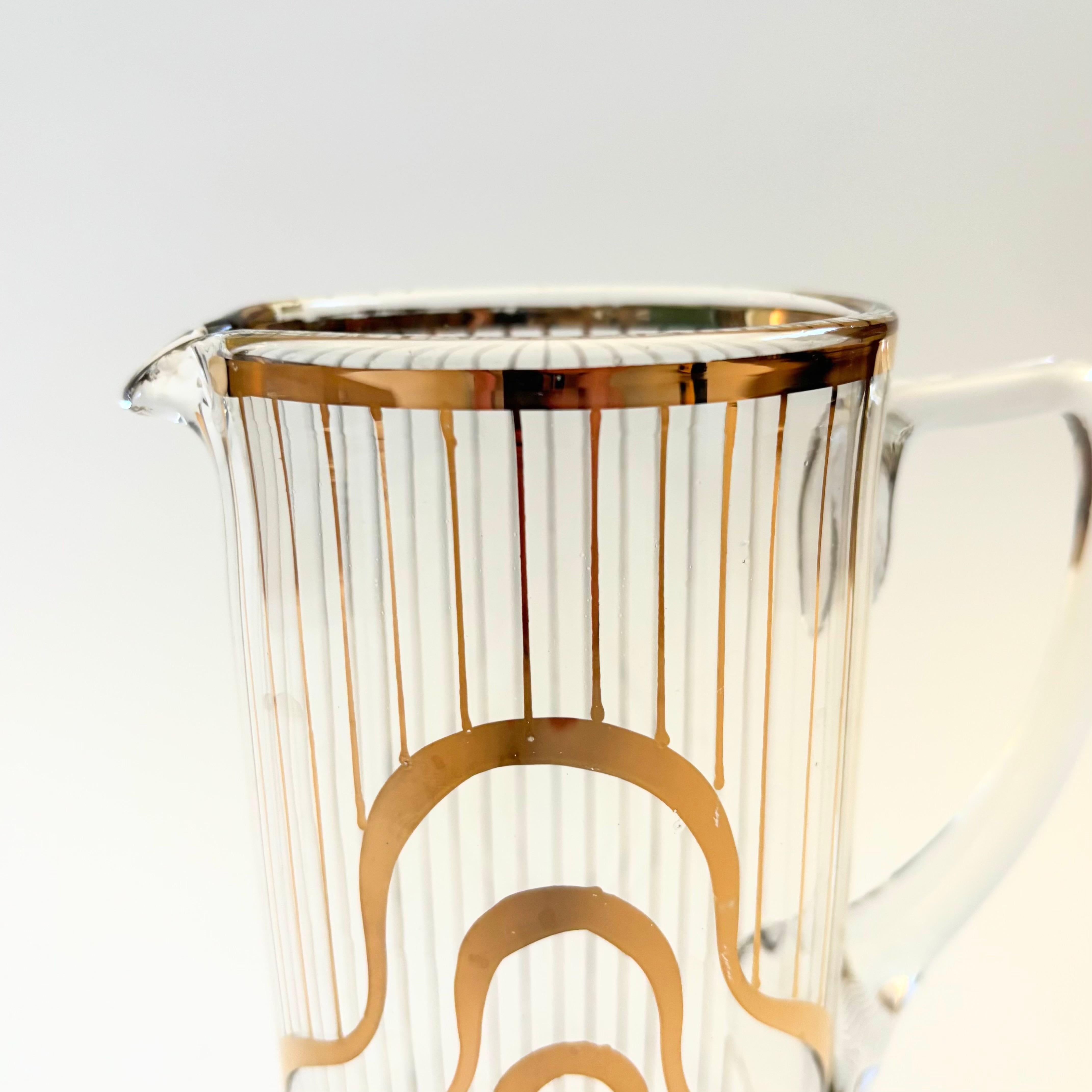 Mid-Century Modern MCM Gold Squiggle Pitcher For Sale