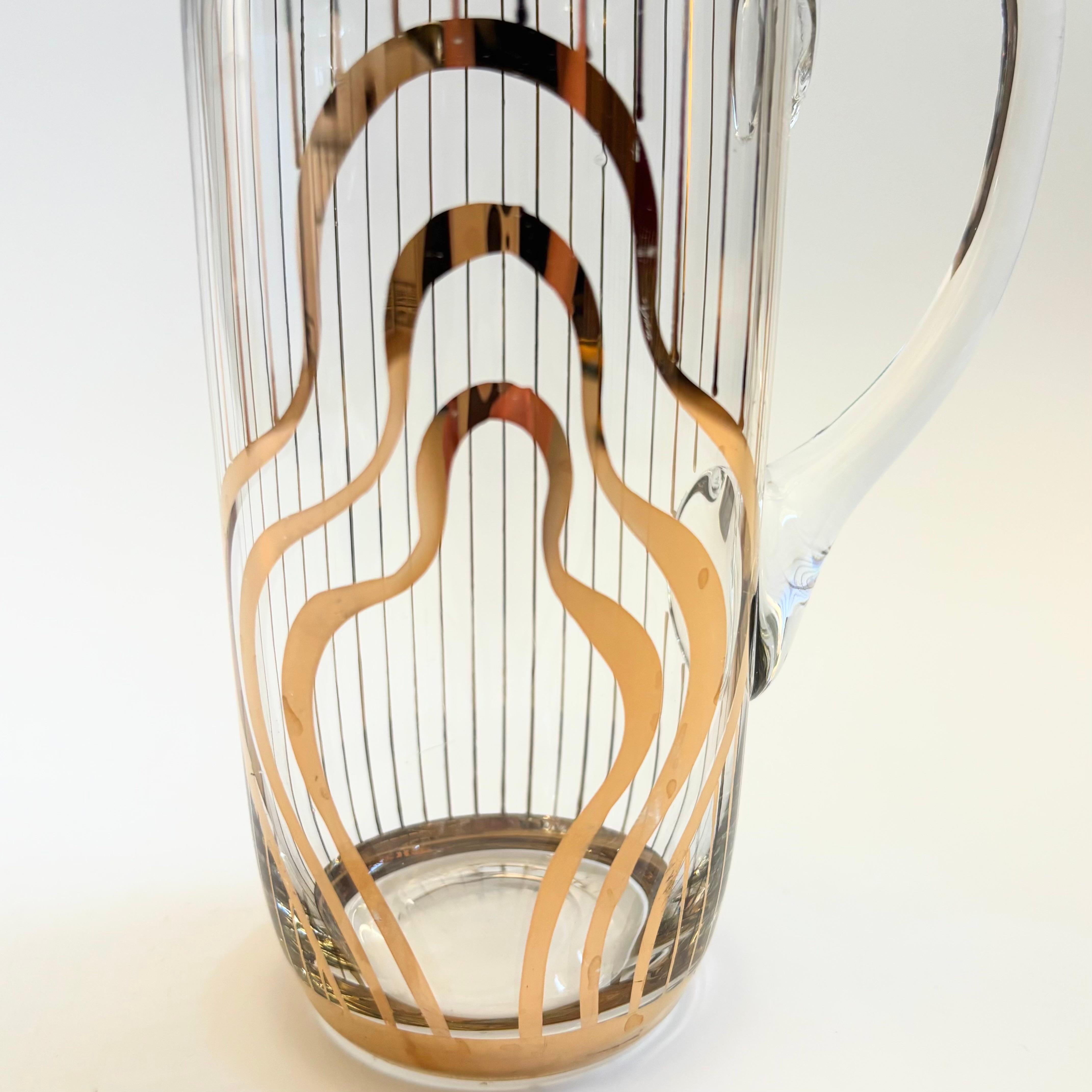 MCM Gold Squiggle Pitcher In Good Condition For Sale In Fairfield, CA