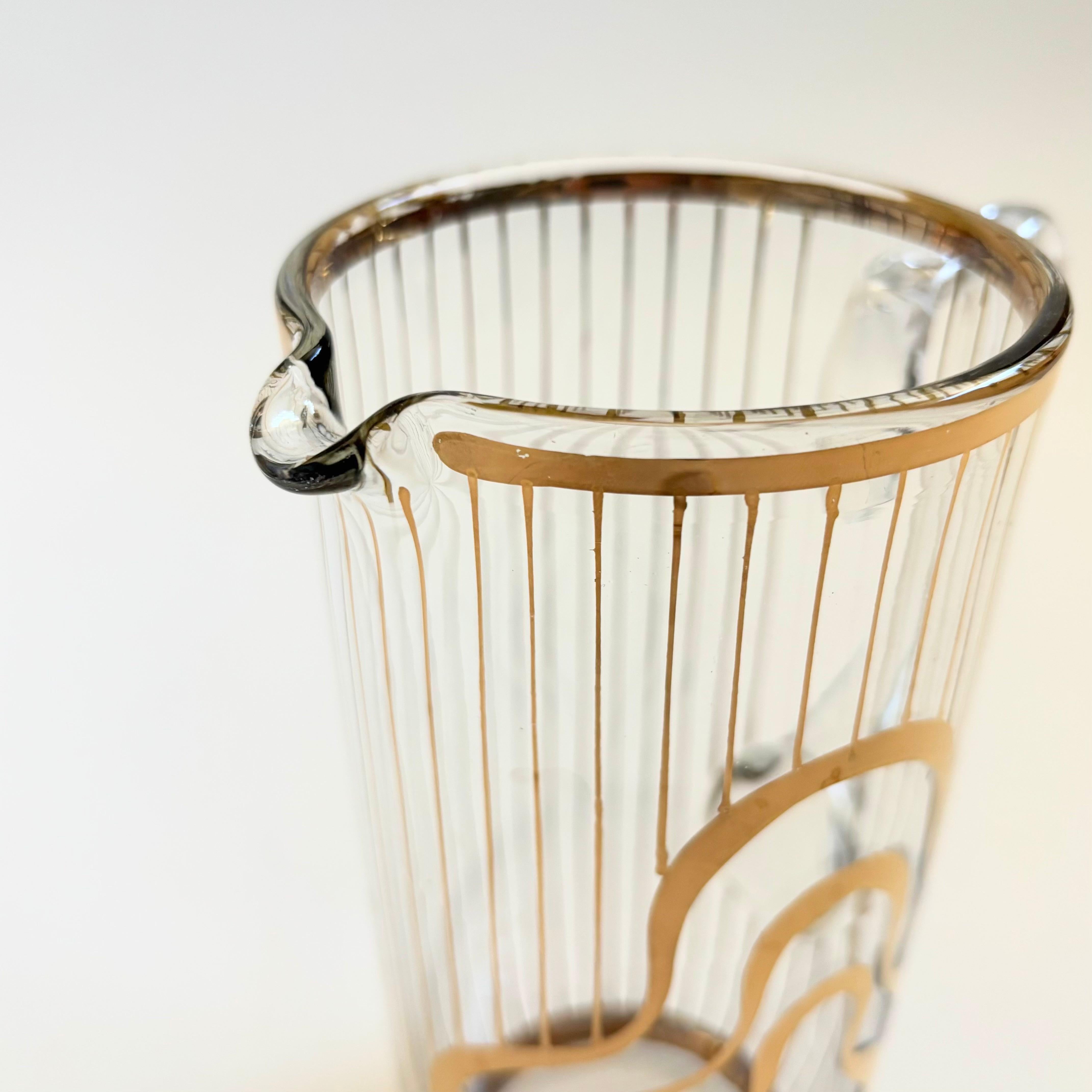 20th Century MCM Gold Squiggle Pitcher For Sale