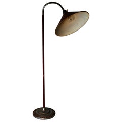 Vintage MCM Goose Neck Floor Lamp in Old Finish