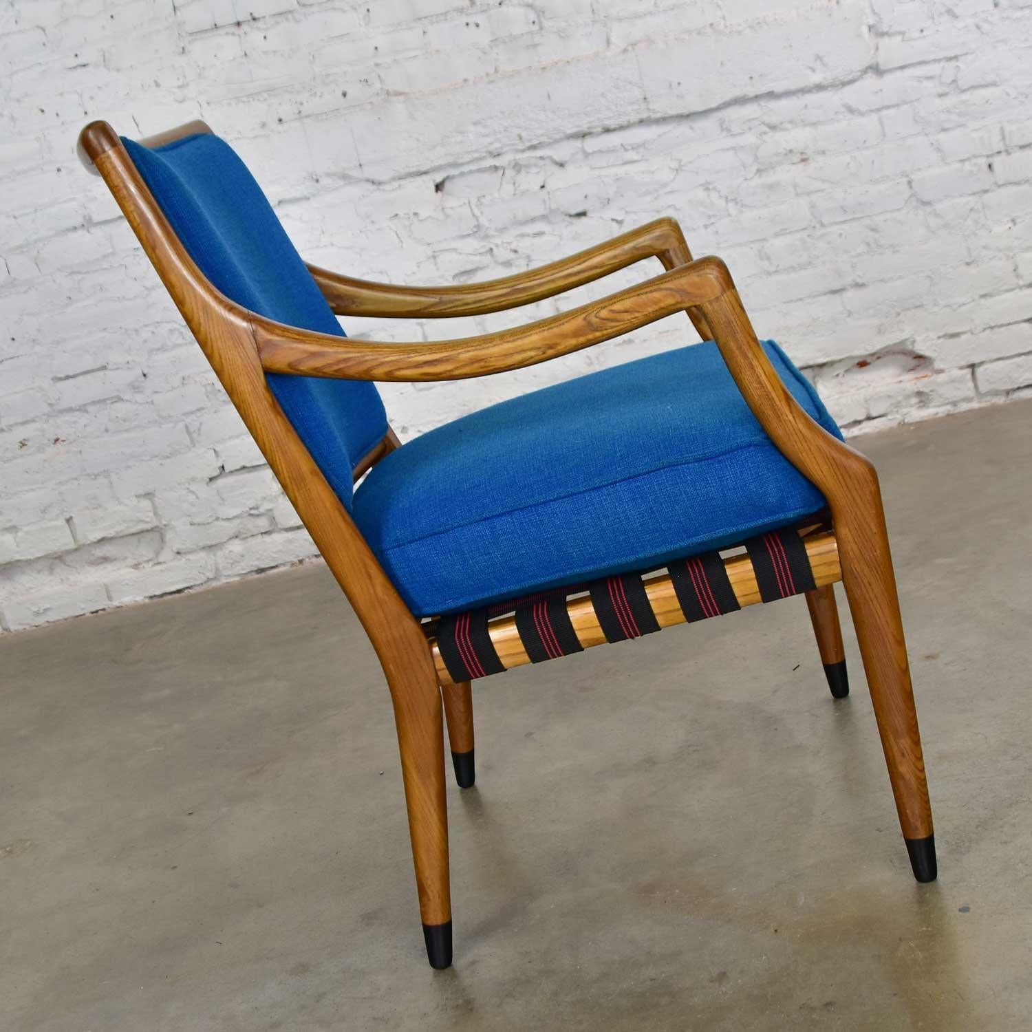 American MCM Grand Haven Chair by Jack Van der Molen for Jamestown Lounge in Blue Fabric For Sale