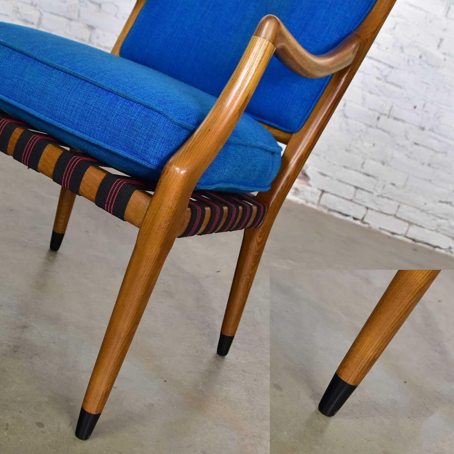 20th Century MCM Grand Haven Chair by Jack Van der Molen for Jamestown Lounge in Blue Fabric For Sale