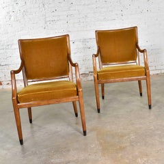 MCM Grand Haven Chairs in Gold Velvet by Jack Van der Molen for Jamestown Lounge