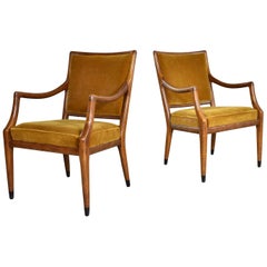 Vintage MCM Grand Haven Chairs in Gold Velvet by Jack Van der Molen for Jamestown Lounge