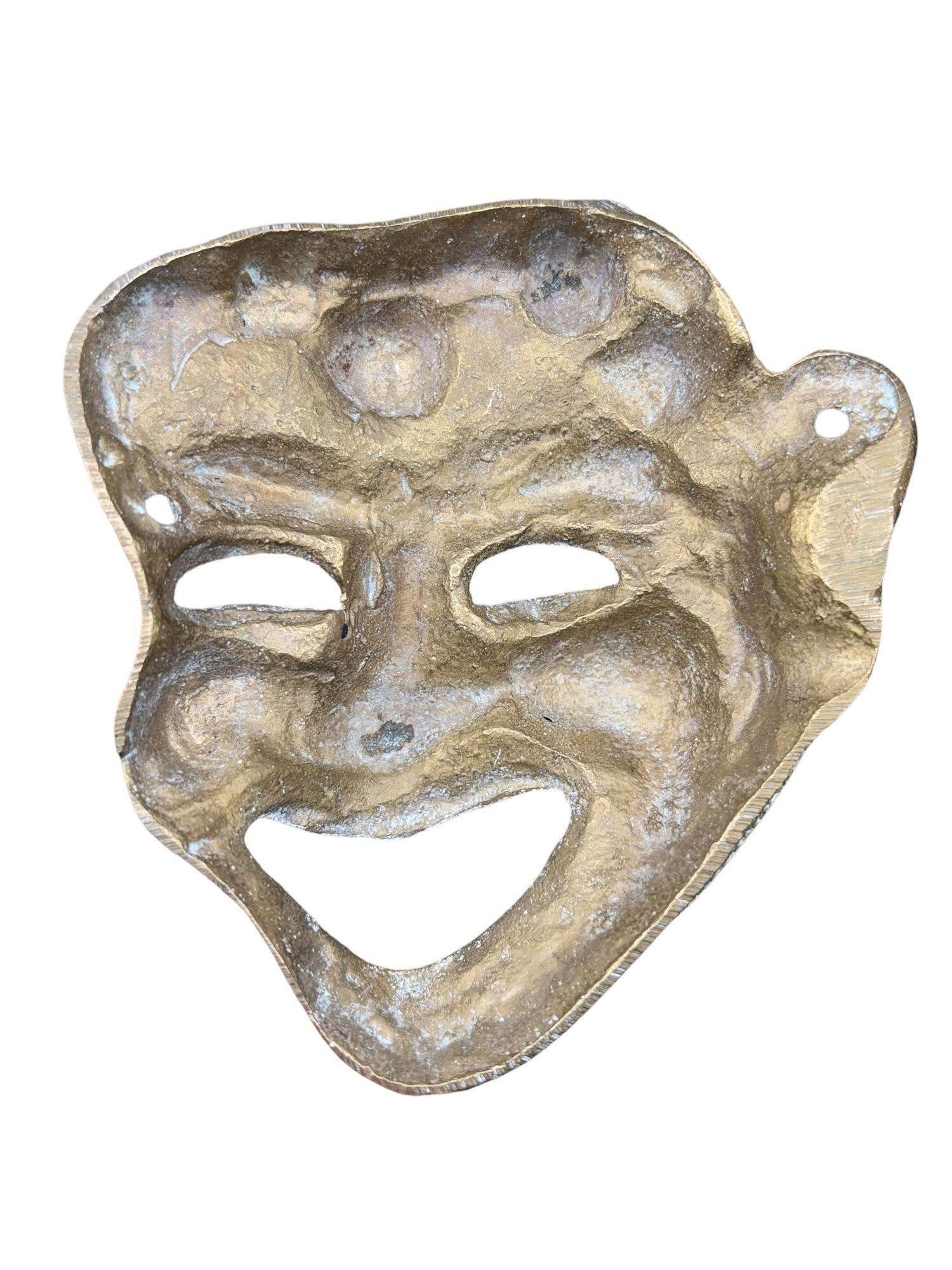 MCM Máscaras de Teatro Griego Comedia y Tragedia Escultura de Pared Fundida a Mano en Bronce Pareja en venta 4