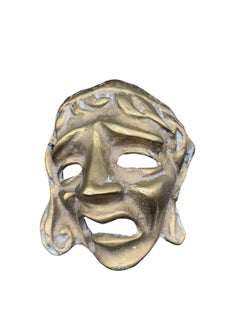 MCM Greek Theater Masks Comedy & Tragedy Wall Sculpture Hand-cast in Bronze Pair