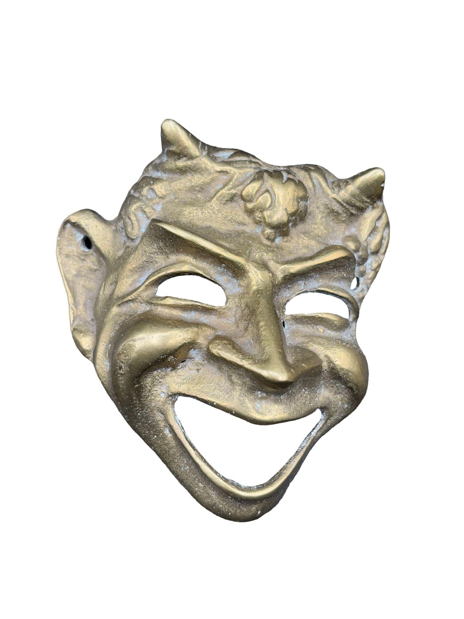 MCM Máscaras de Teatro Griego Comedia y Tragedia Escultura de Pared Fundida a Mano en Bronce Pareja Grecorromano en venta