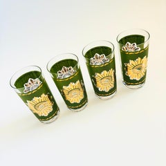 MCM Green and Gold Starburst Highball Tumblers - Set of 4