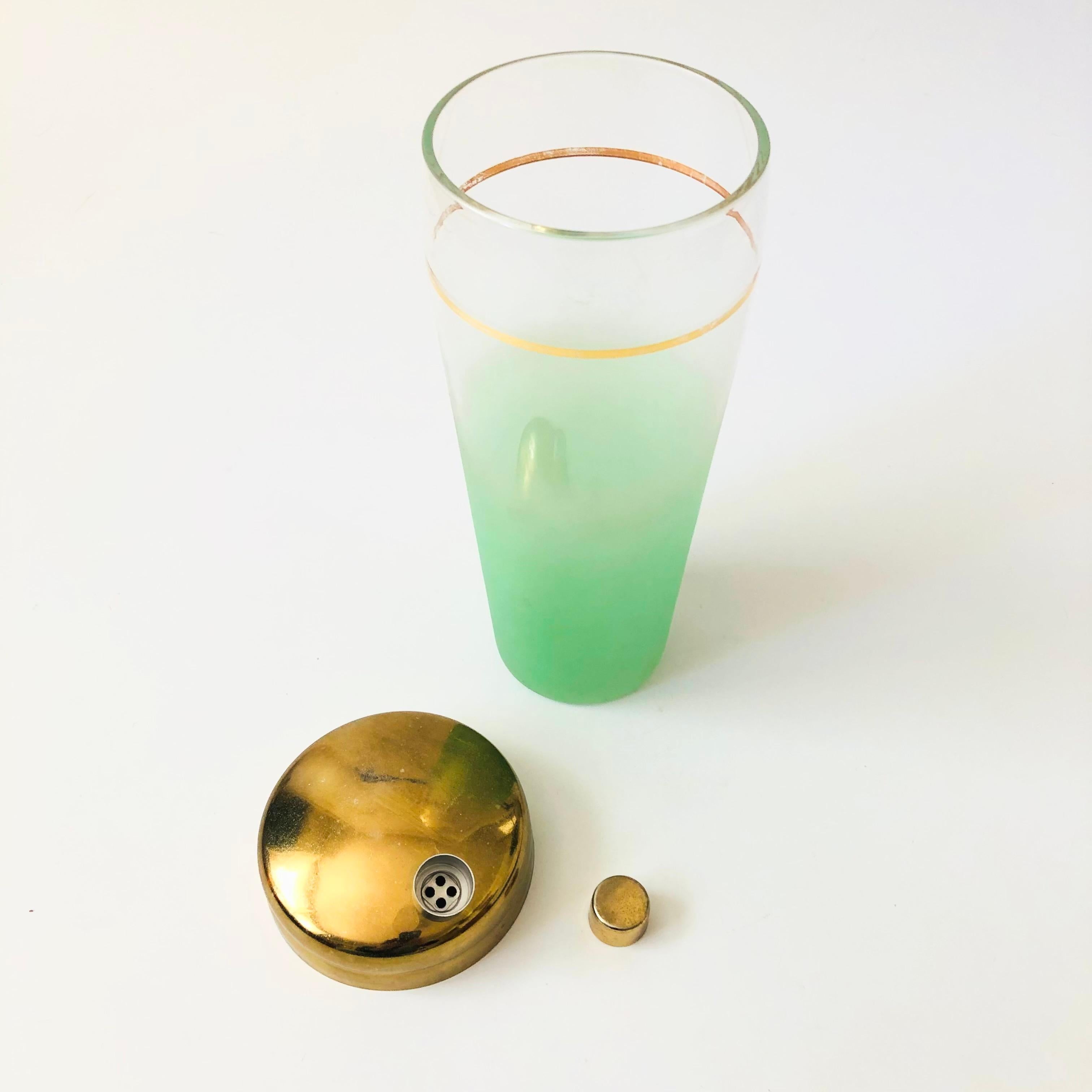 20th Century MCM Green Blendo Glass Cocktail Shaker