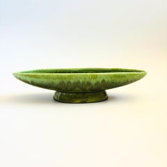 MCM Green Drip Glaze Pottery Bowl
