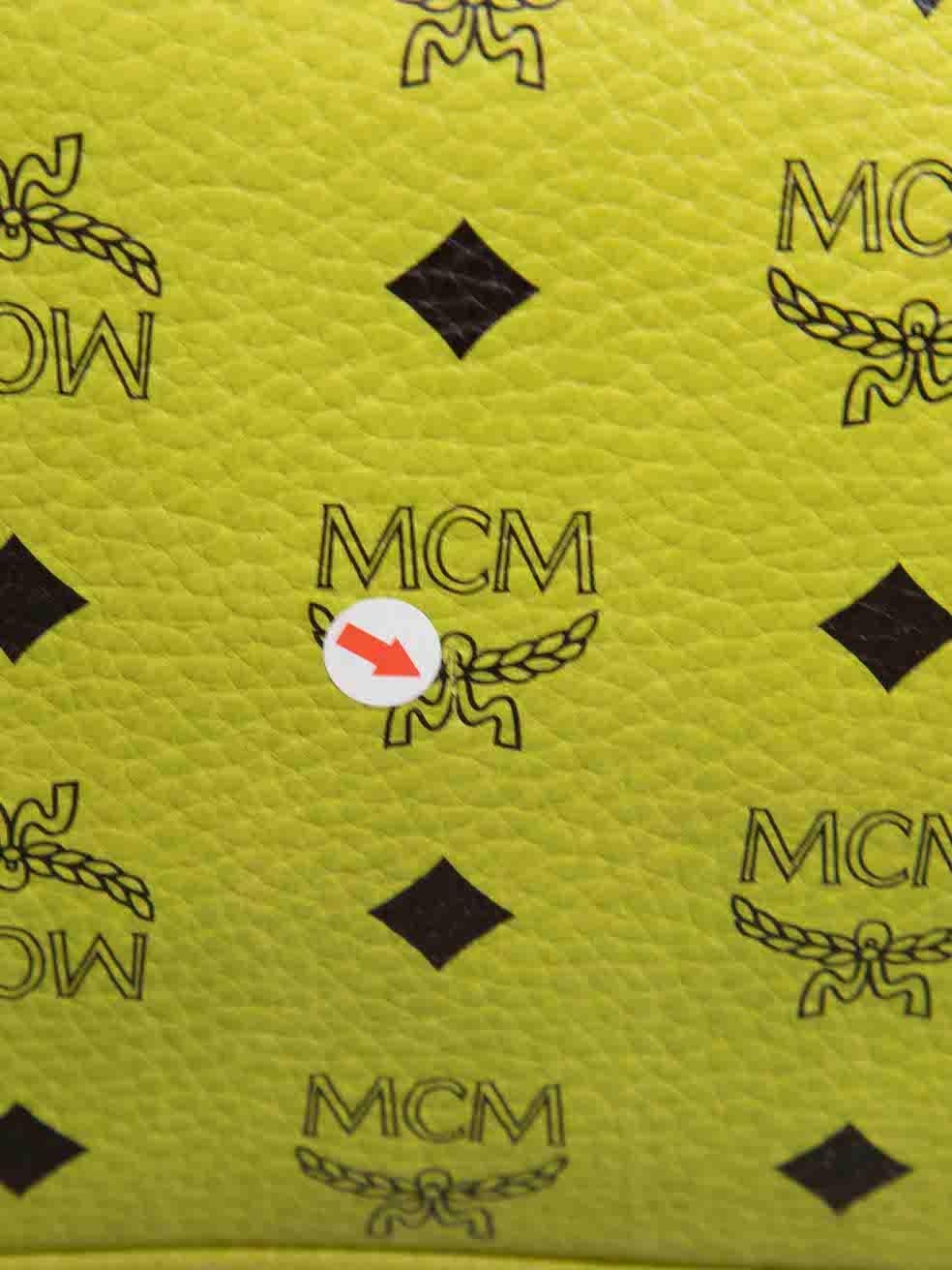 MCM Green Leather Stark Visetos Studded Backpack For Sale 2