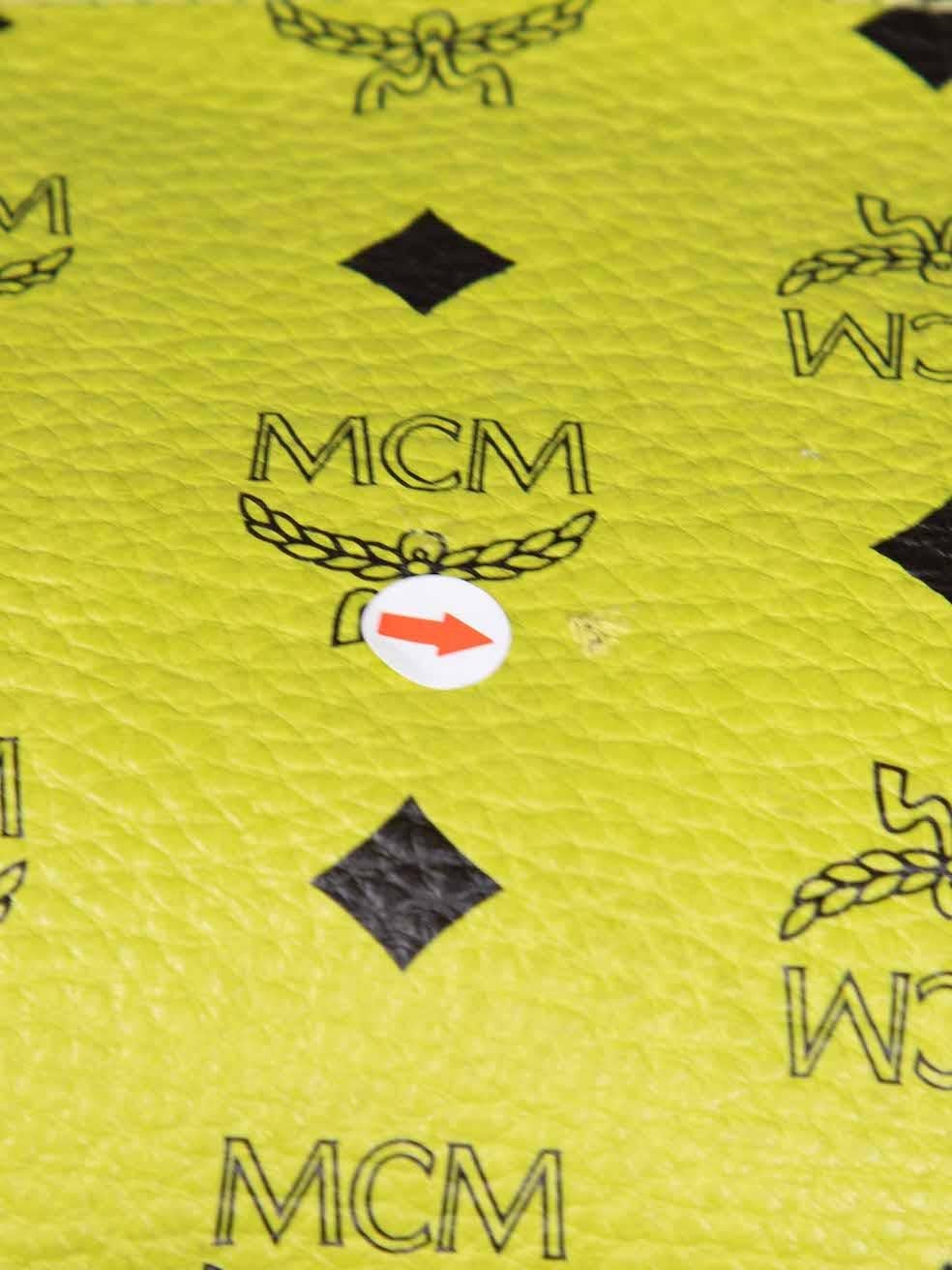 MCM Green Leather Stark Visetos Studded Backpack For Sale 3