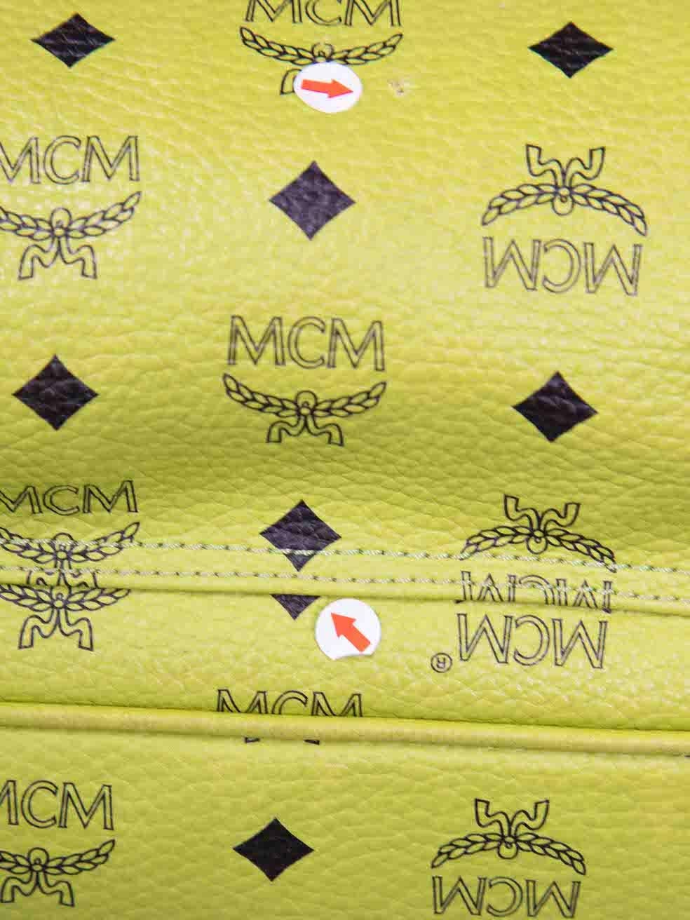 MCM Green Leather Stark Visetos Studded Backpack For Sale 4