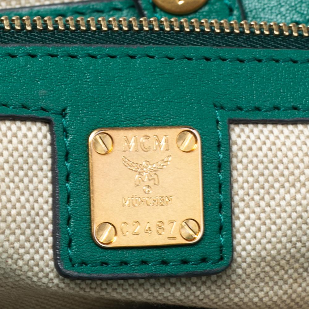 MCM Green Leather Top Handle Bag 1