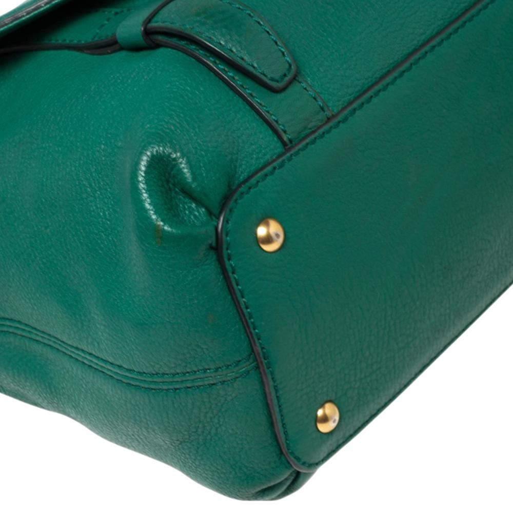 MCM Green Leather Top Handle Bag 2