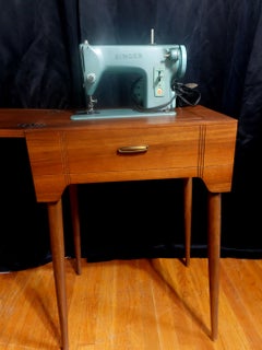 MCM Green Singer Sewing Machine in Cabinet