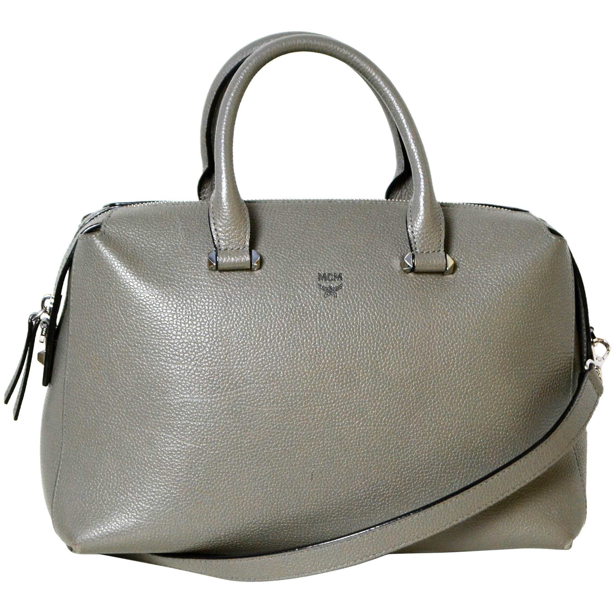 MCM Grey Leather Medium Ella Bowler Boston Bag rt. $695