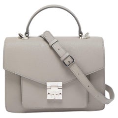 MCM Grey Leather Medium Patricia Top Handle Bag
