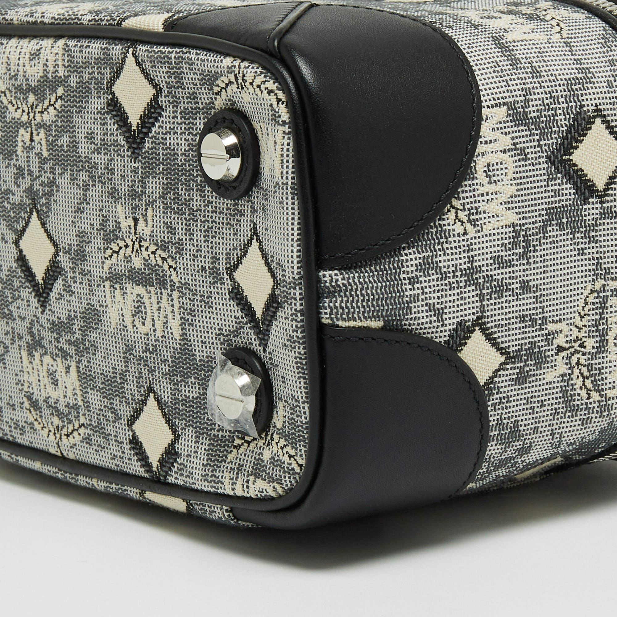 MCM Grey Vintage Monogram Jacquard Rockstar Vanity Bag 6