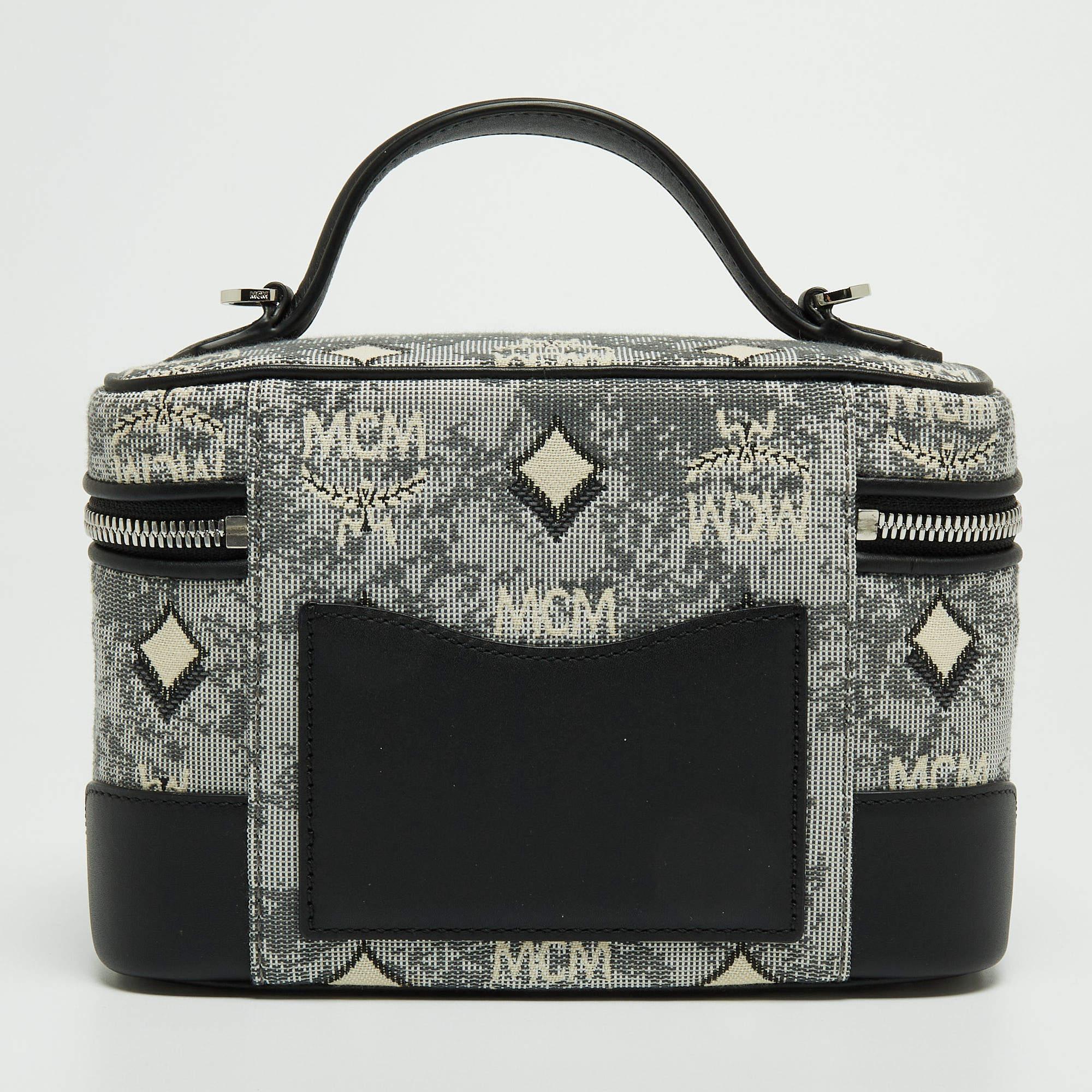 Women's MCM Grey Vintage Monogram Jacquard Rockstar Vanity Bag