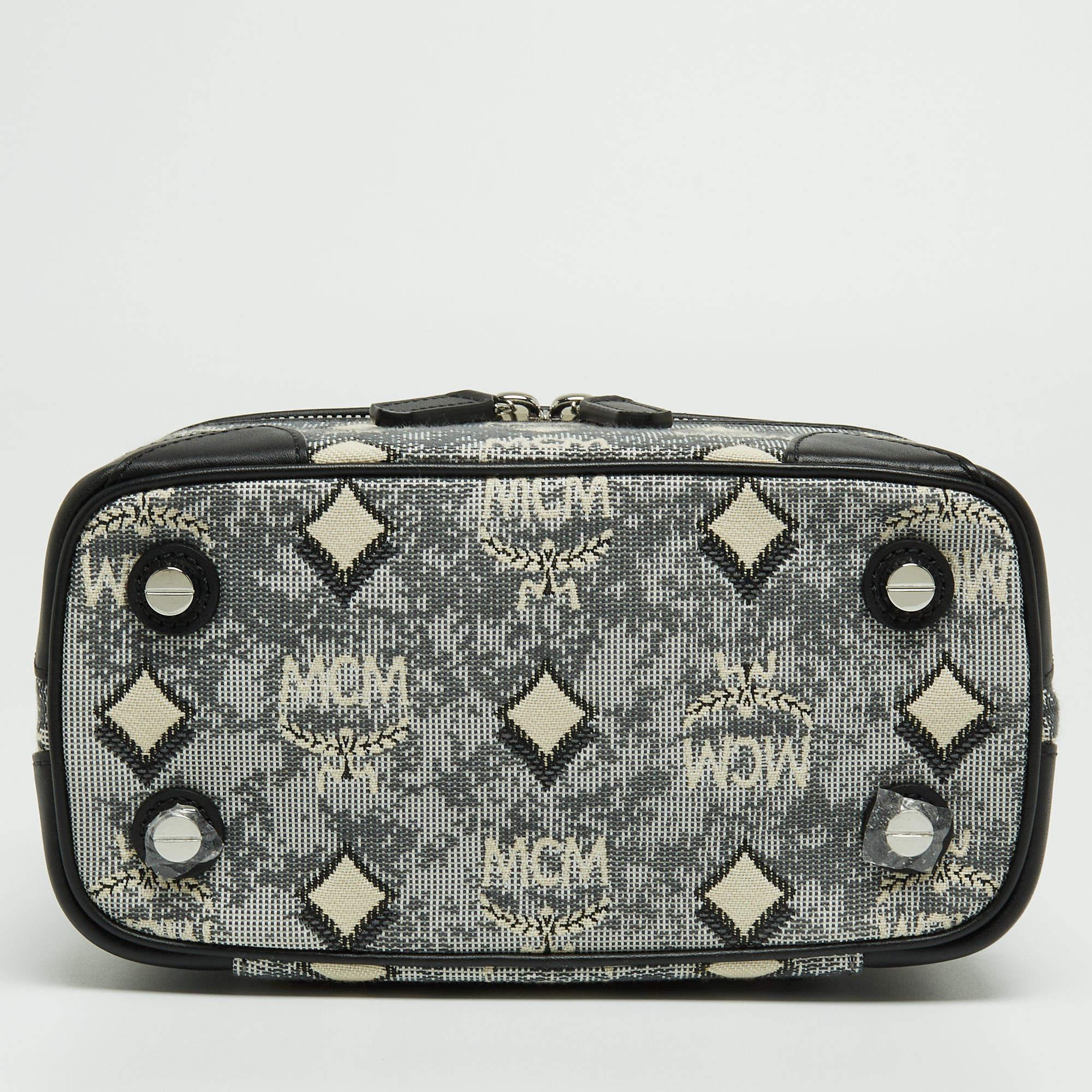 MCM Grey Vintage Monogram Jacquard Rockstar Vanity Bag 1