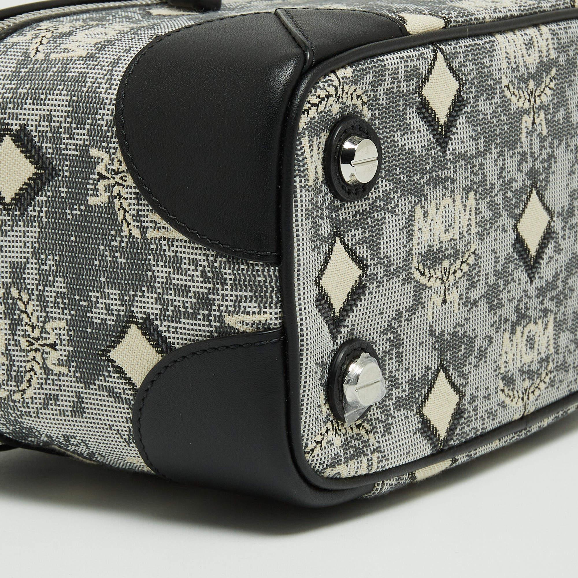 MCM Grey Vintage Monogram Jacquard Rockstar Vanity Bag 5