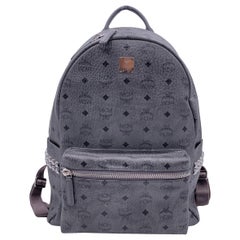 MCM Grey Visetos Canvas Side Studs Stark Backpack Bag