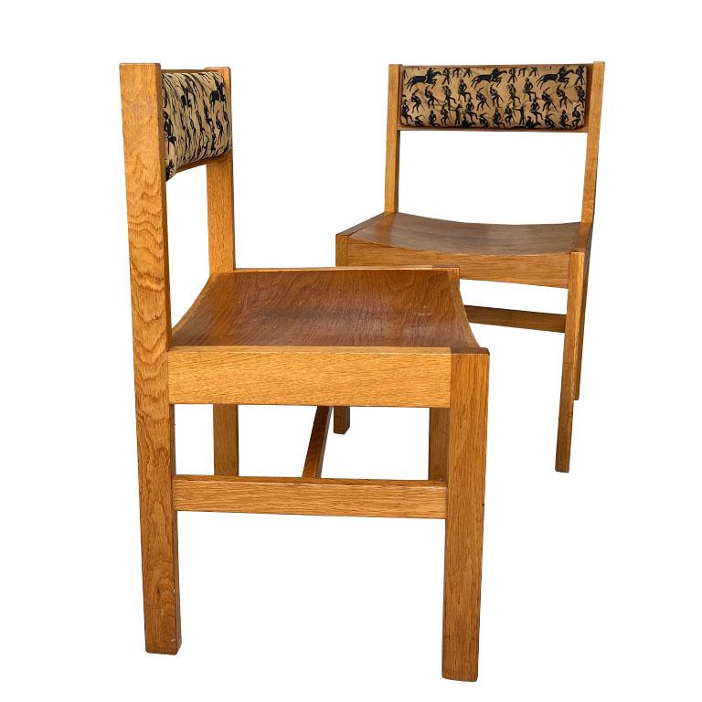 Américain Chaises d'appoint MCM Gunlocke avec dossiers en cuir cousu imprimé Sud-Ouest - 2 en vente