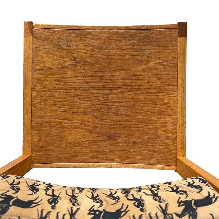 Chaises d'appoint MCM Gunlocke avec dossiers en cuir cousu imprimé Sud-Ouest - 2 en vente 1