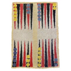 Retro Mcm Hand-Woven "Backgammon Board" Wool Rug