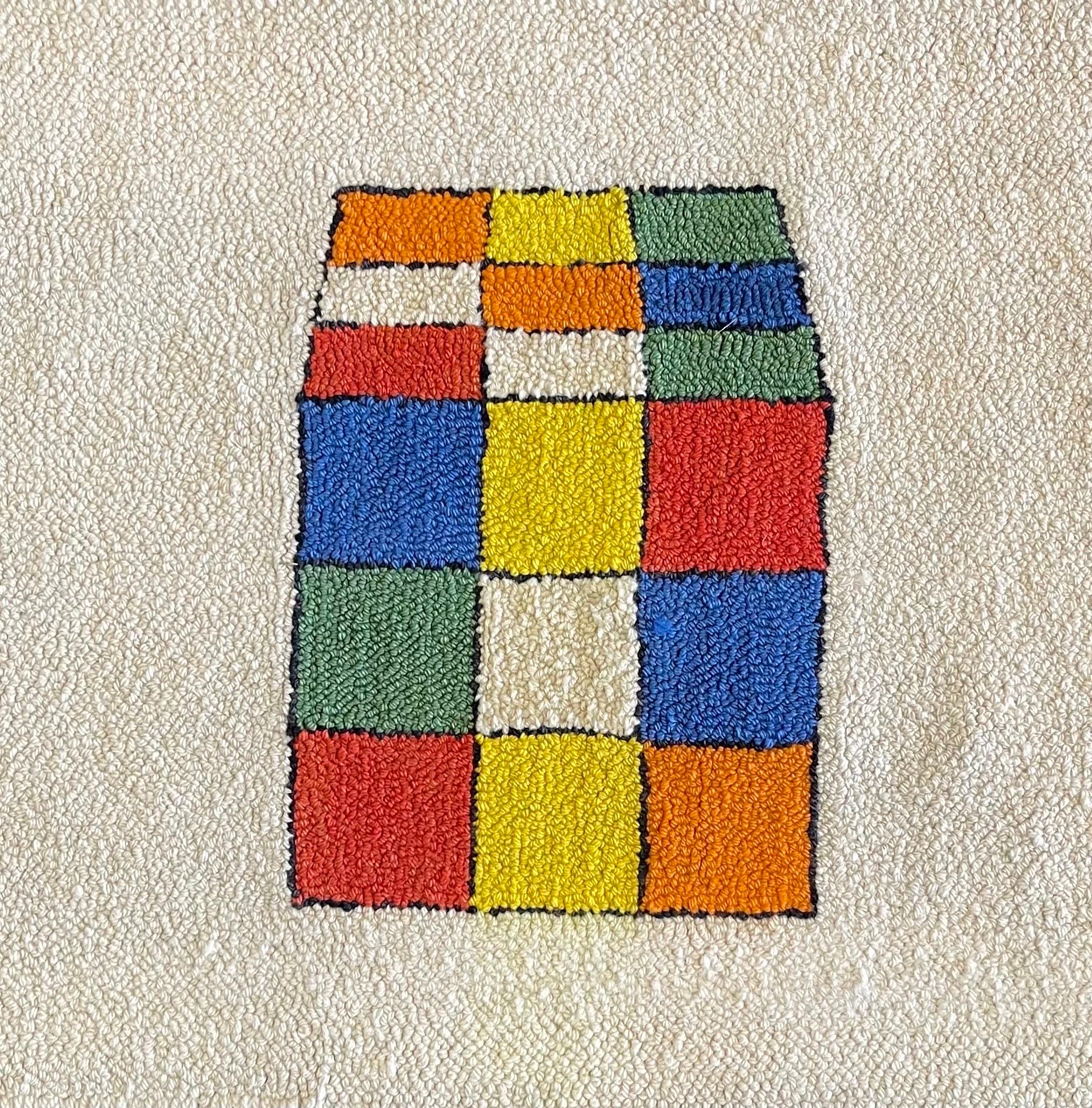 MCM Handgewebter „Rubik's Cube“ Wollteppich / Läufer im Angebot 6
