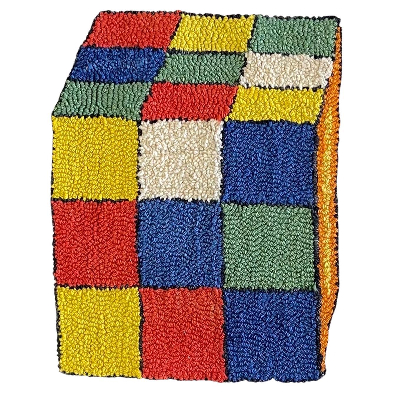 MCM Handgewebter „Rubik's Cube“ Wollteppich / Läufer (Moderne der Mitte des Jahrhunderts) im Angebot