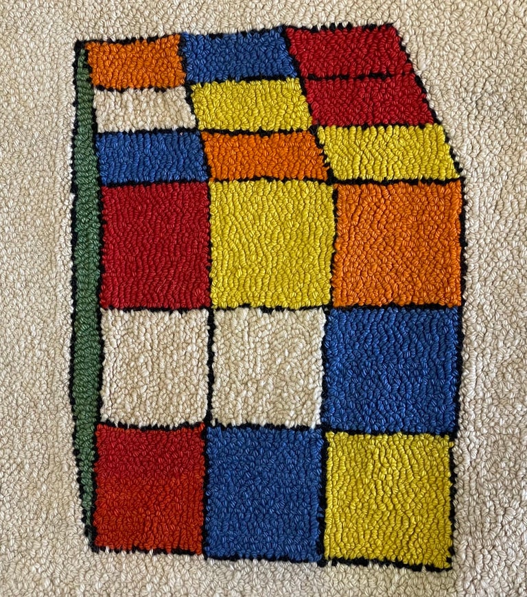 MCM HandWoven "Rubik's Cube" Wool Rug / Runner For Sale at 1stDibs