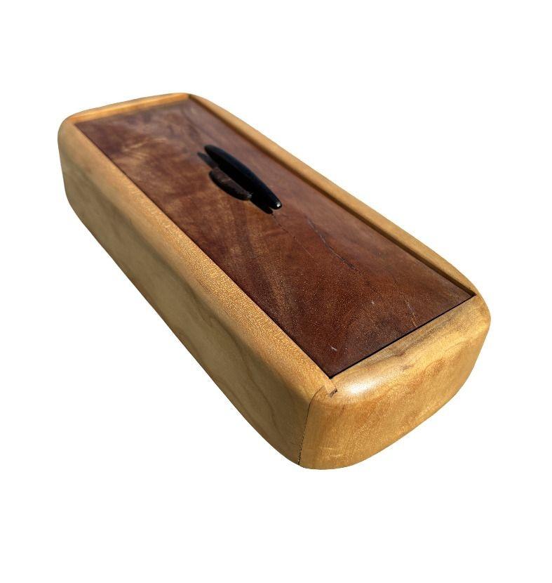 Mid-Century Modern MCM Handcrafted Wooden Isigo Pervuvian Ebony Jewelery Box by J.Amberg For Sale