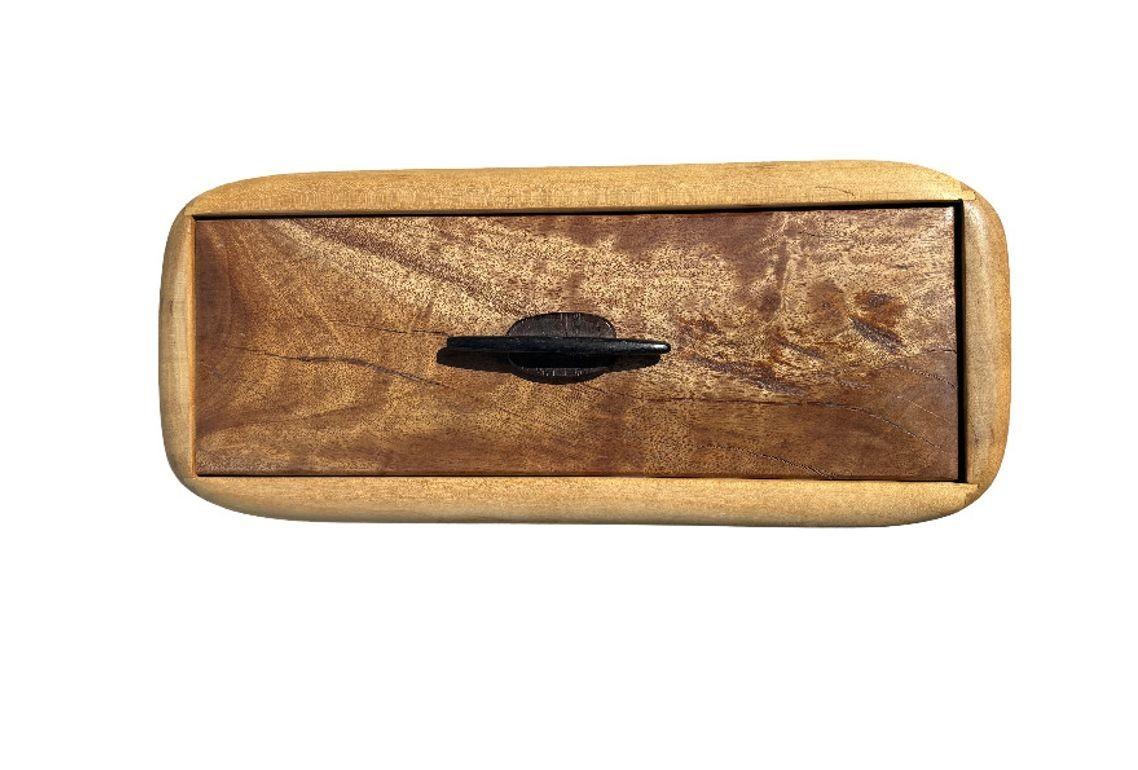 Hand-Carved MCM Handcrafted Wooden Isigo Pervuvian Ebony Jewelery Box by J.Amberg For Sale