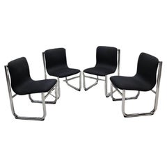 MCM Hannah Morrison Style Chrome Tubular Sling Dining Chairs - Set of 4