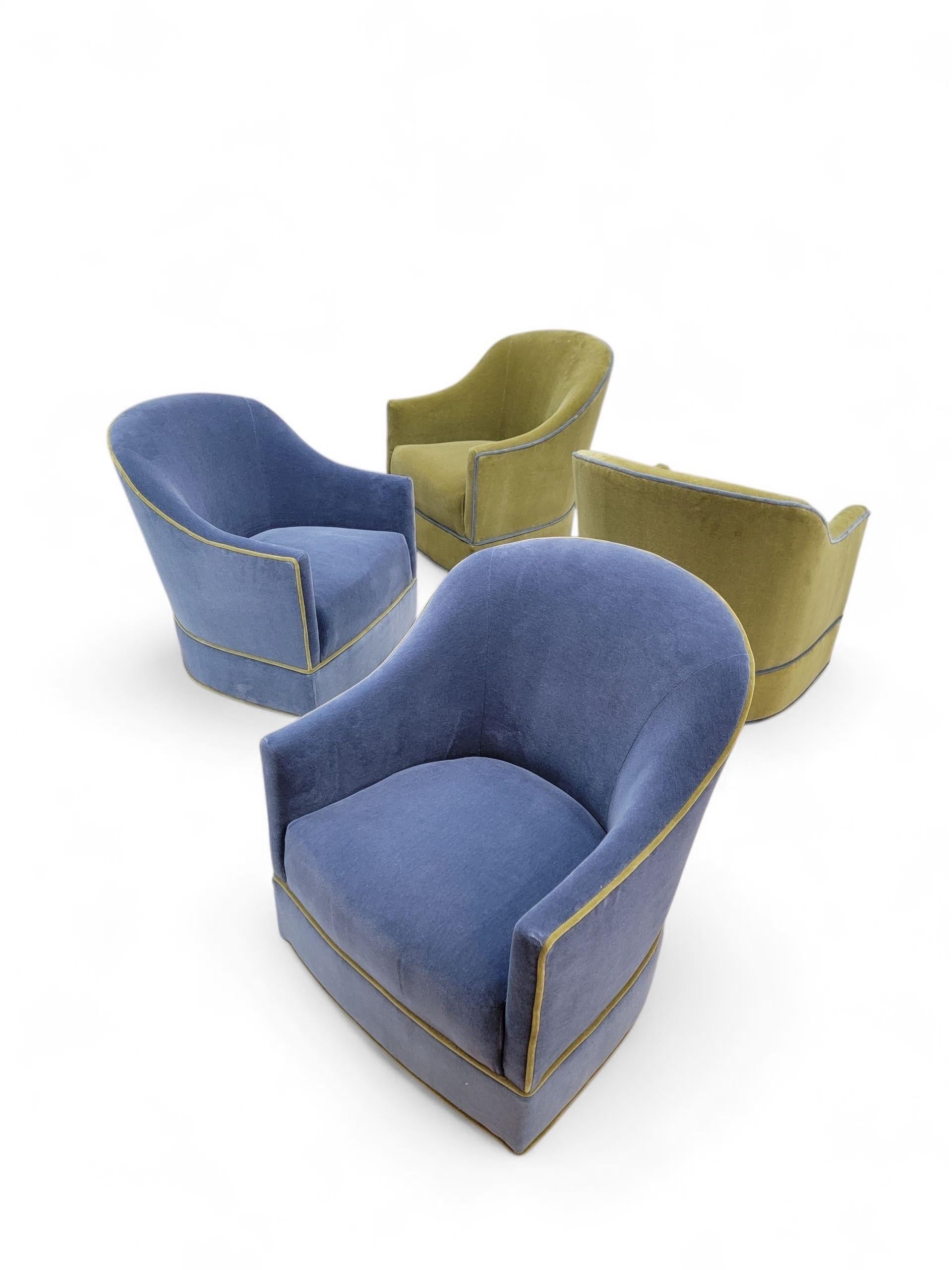 MCM Harvey Probber Style Barrel Back Swivel Club Chairs Newly Reupholstered - 4 im Angebot 9
