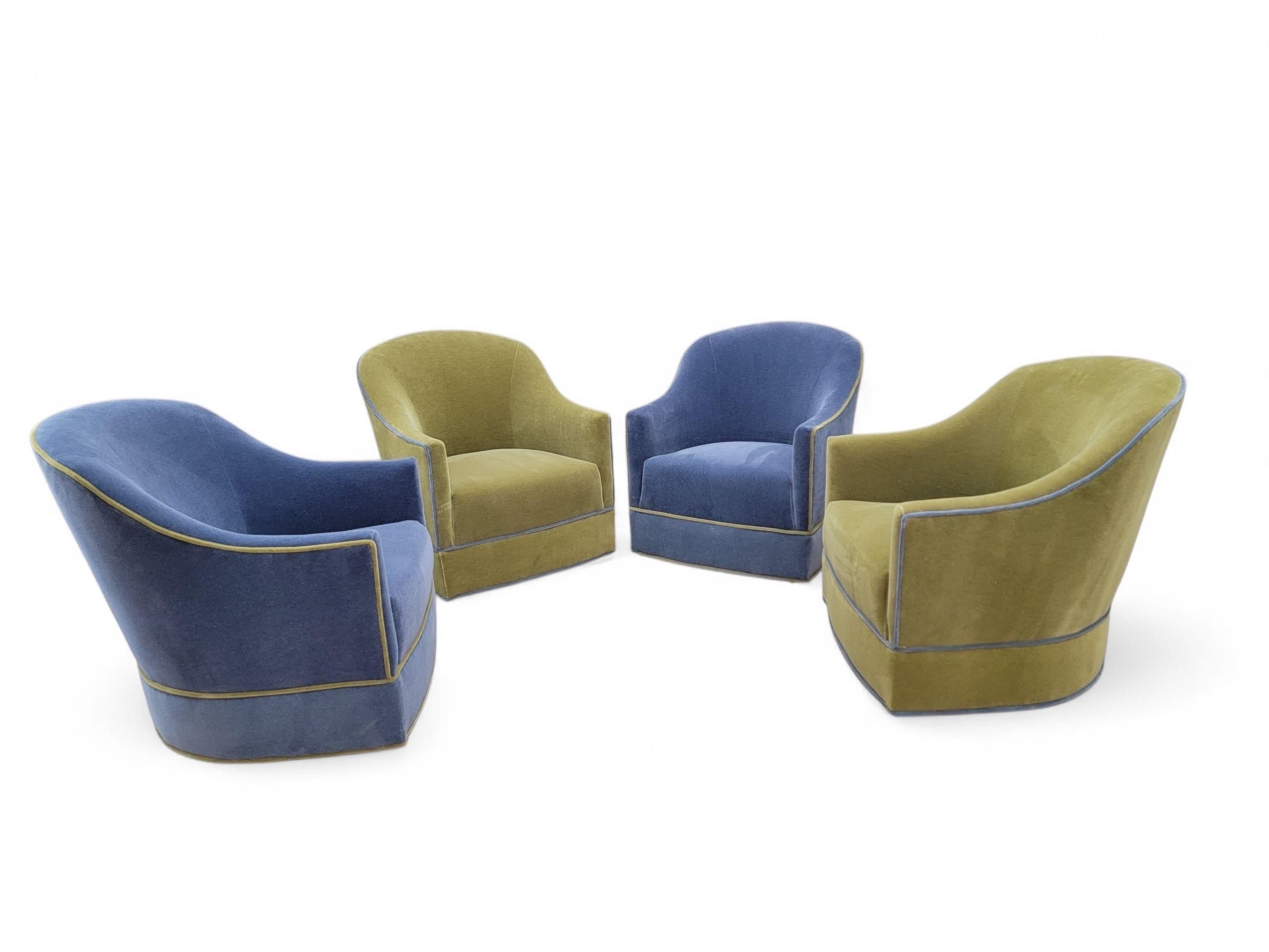 MCM Harvey Probber Style Barrel Back Swivel Club Chairs Newly Reupholstered - 4 (20. Jahrhundert) im Angebot