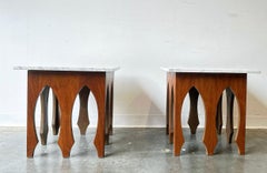 MCM Harvey Probber style marble top end tables