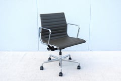 MCM Herman Miller Eames Aluminum Group Management Chair in Hunter Brown Leather