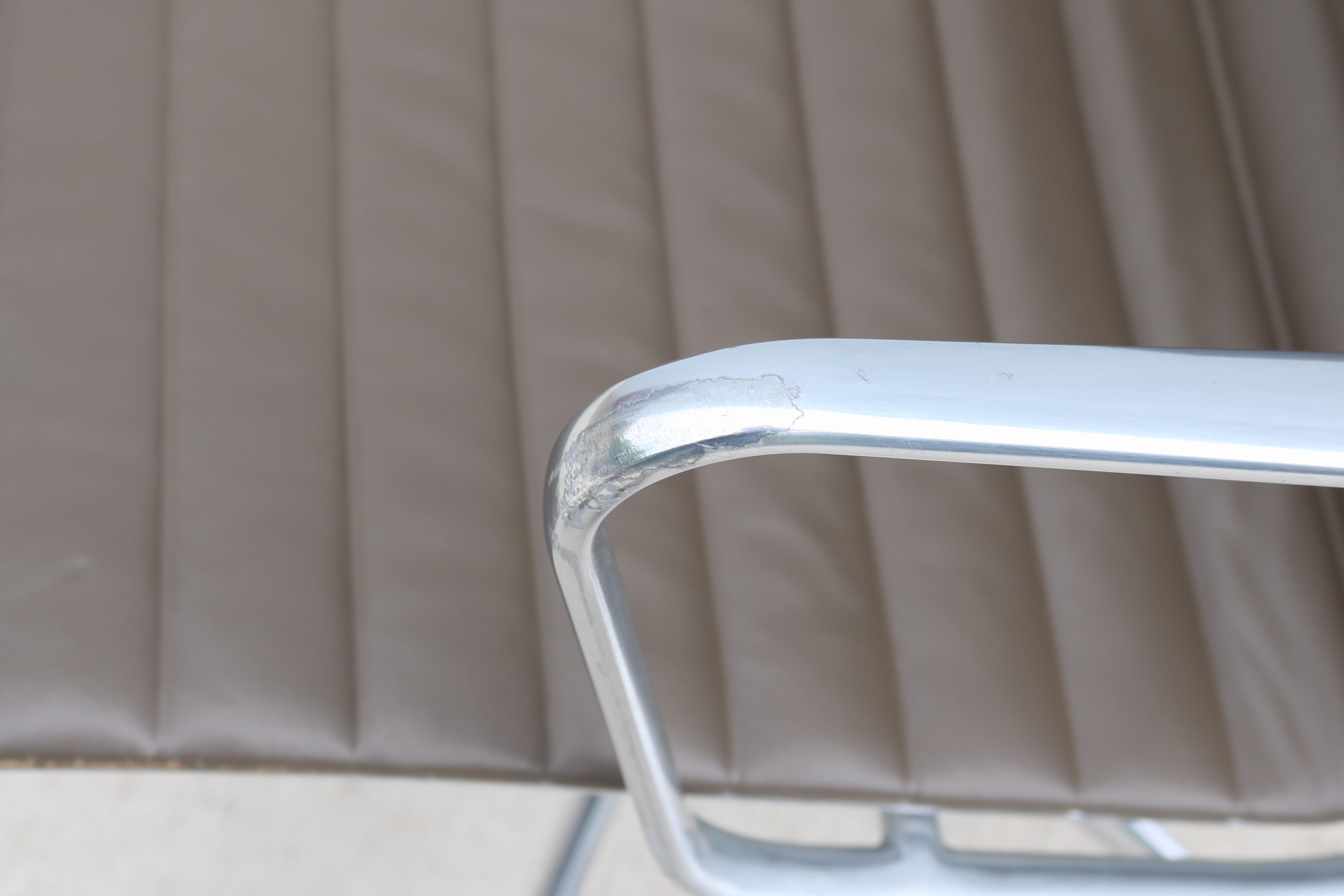MCM Herman Miller Eames Aluminum Group Management Chair in Taupe Brown Leather For Sale 11