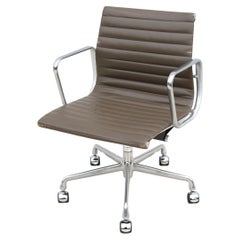 MCM Herman Miller Eames Aluminum Group Management Chair in Taupe Brown Leather