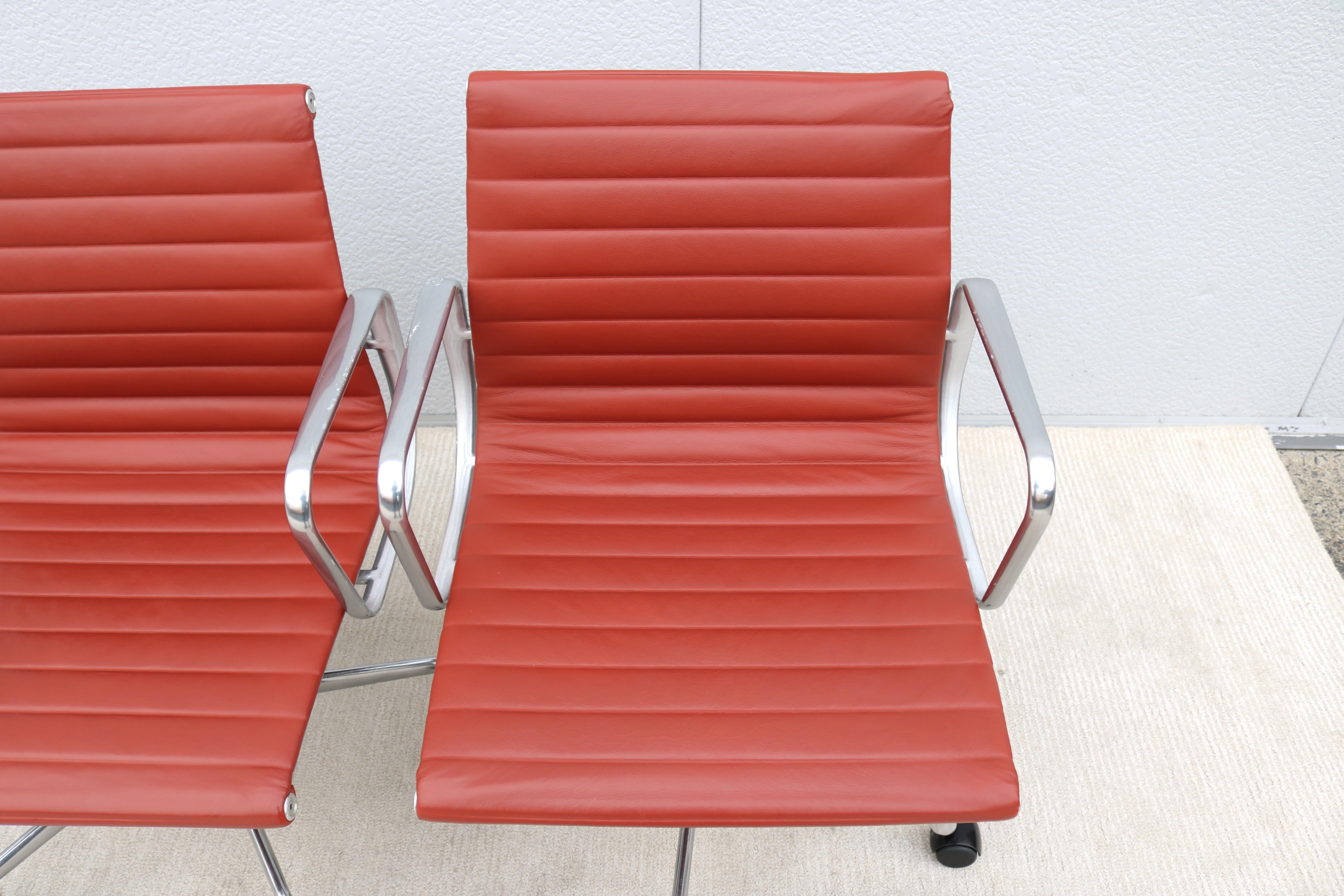 MCM Herman Miller Eames Aluminum Group Terra Cotta Leather Management Chair For Sale 8