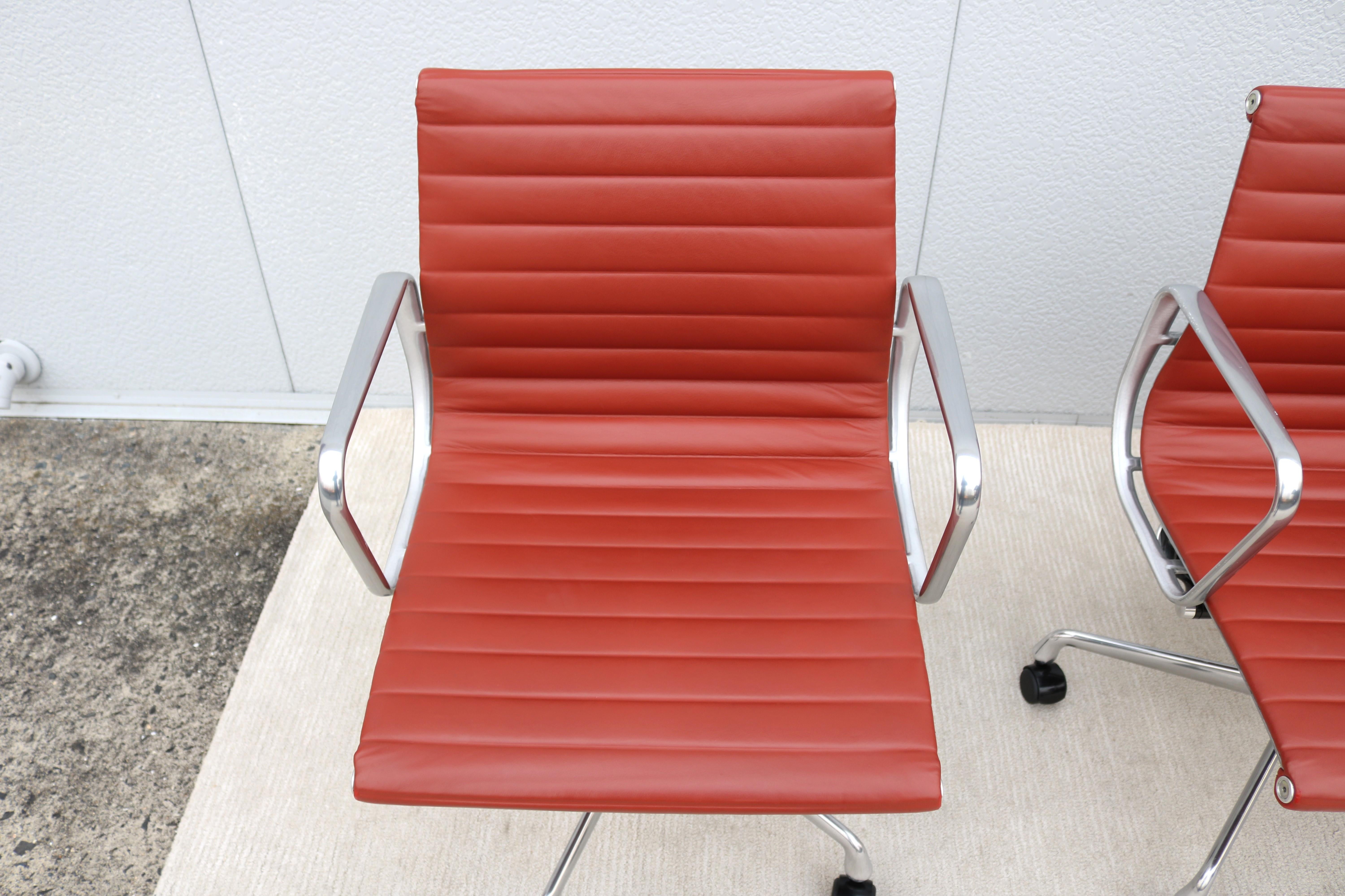 MCM Herman Miller Eames Aluminum Group Terra Cotta Leather Management Chair For Sale 10