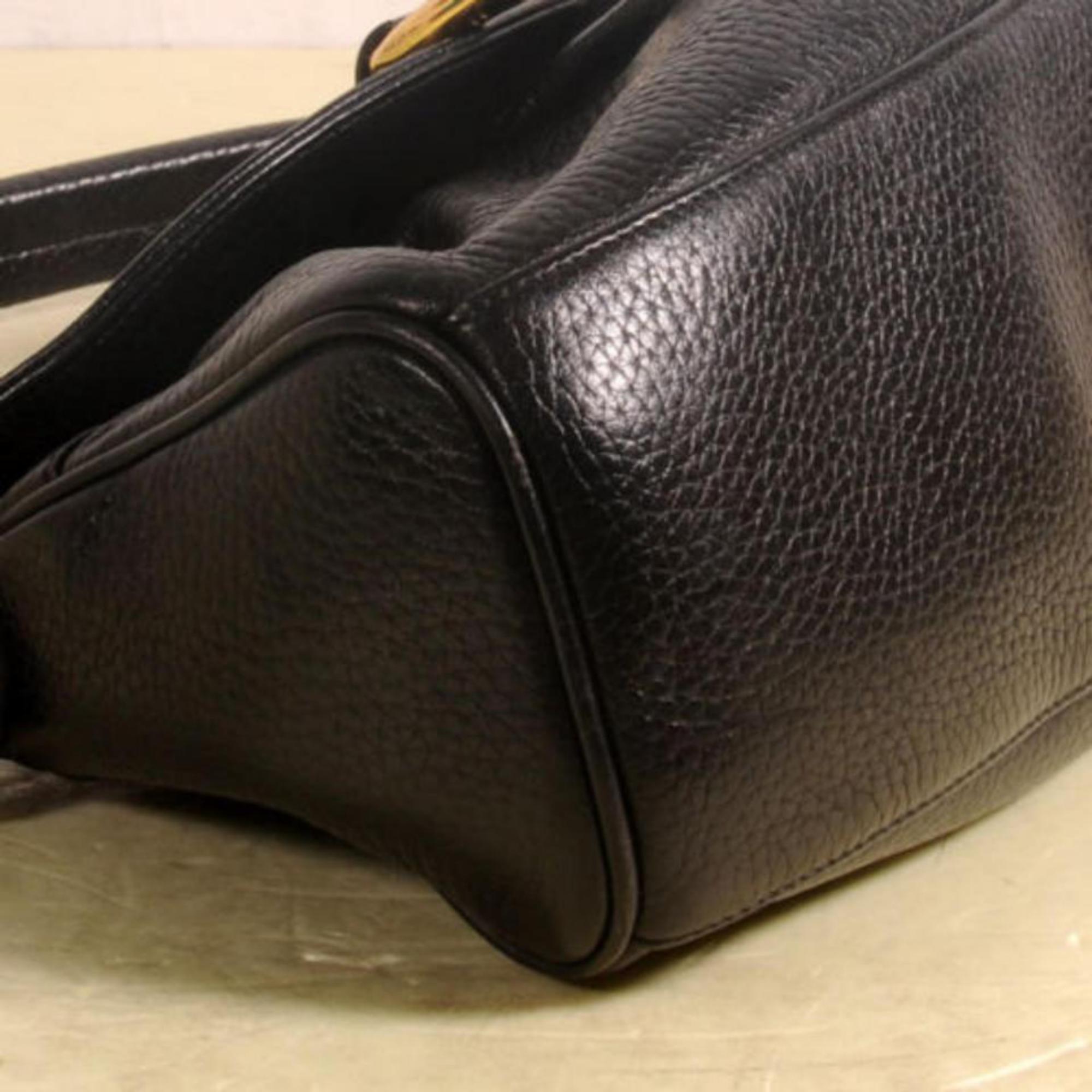 MCM Hobo 868835 Black Leather Satchel For Sale 7
