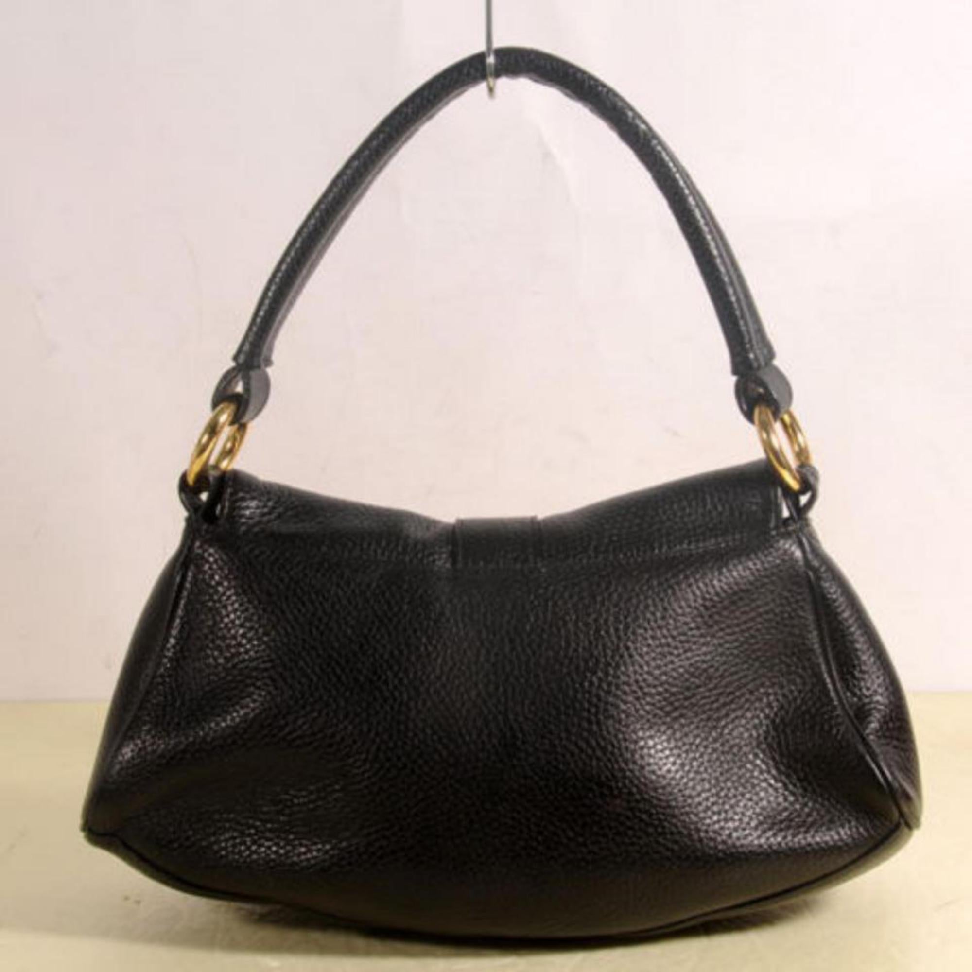 MCM Hobo 868835 Black Leather Satchel For Sale 2