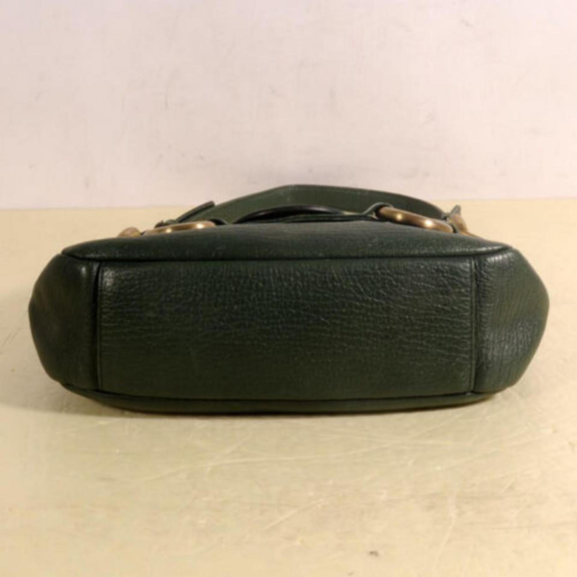 MCM Hobo 869871 Green Leather Shoulder Bag For Sale 2