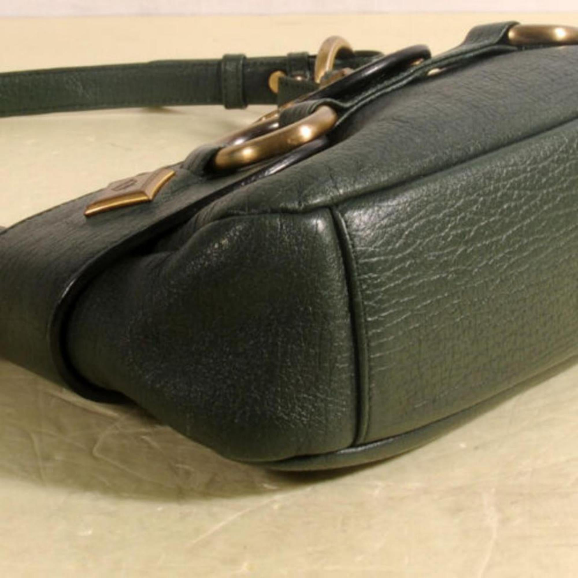 MCM Hobo 869871 Green Leather Shoulder Bag For Sale 4